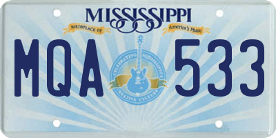 MS license plate MQA533