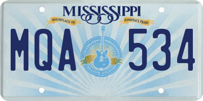 MS license plate MQA534