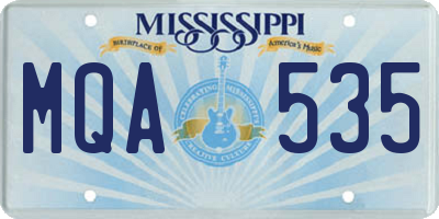 MS license plate MQA535