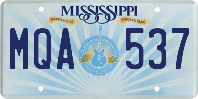 MS license plate MQA537