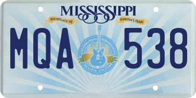 MS license plate MQA538