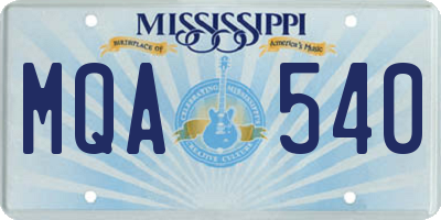 MS license plate MQA540