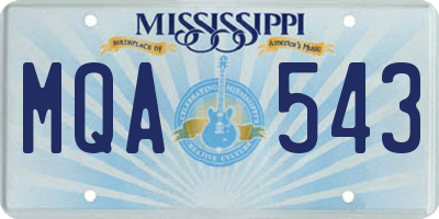 MS license plate MQA543