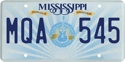 MS license plate MQA545