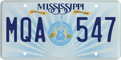 MS license plate MQA547