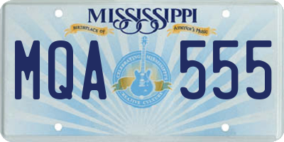 MS license plate MQA555