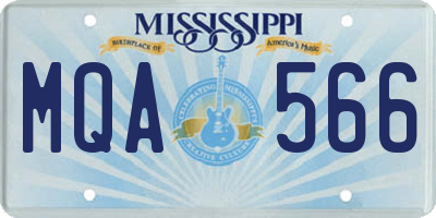 MS license plate MQA566