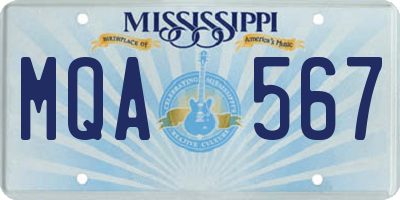 MS license plate MQA567