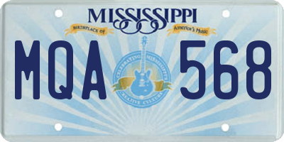 MS license plate MQA568