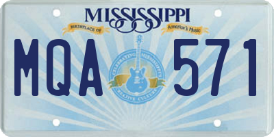 MS license plate MQA571
