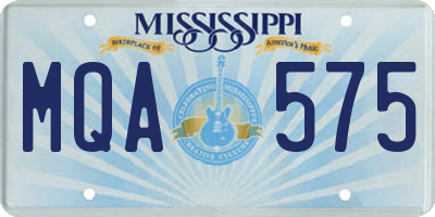 MS license plate MQA575