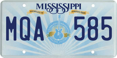 MS license plate MQA585