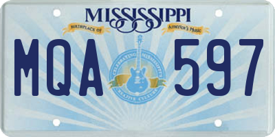 MS license plate MQA597