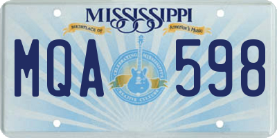MS license plate MQA598