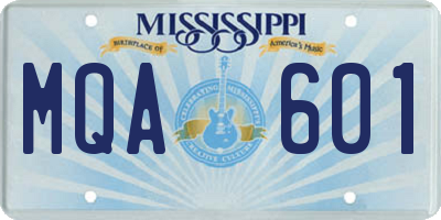 MS license plate MQA601