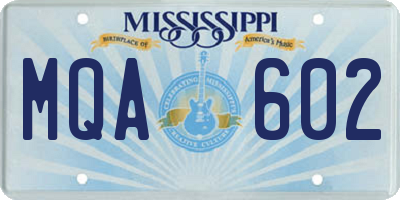 MS license plate MQA602