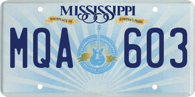 MS license plate MQA603