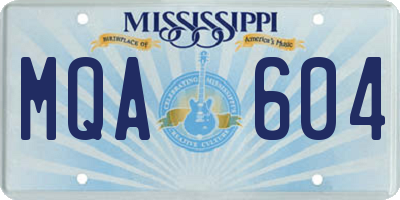 MS license plate MQA604