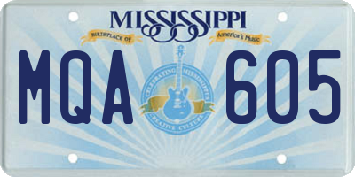 MS license plate MQA605