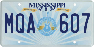 MS license plate MQA607