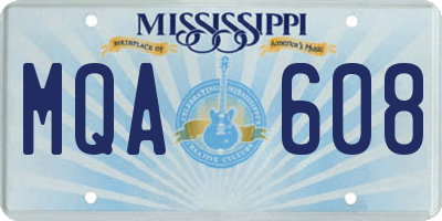 MS license plate MQA608