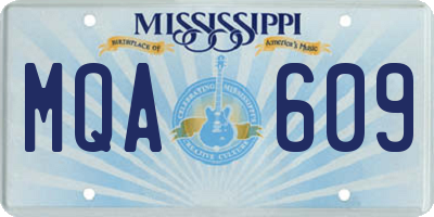 MS license plate MQA609