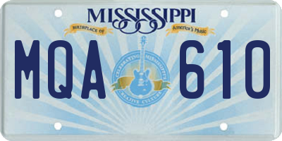 MS license plate MQA610