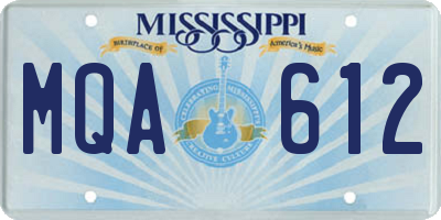 MS license plate MQA612