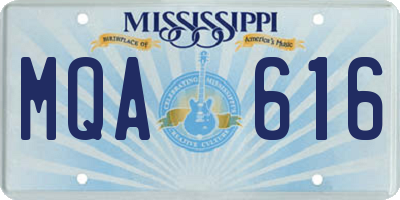MS license plate MQA616