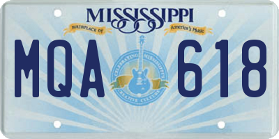 MS license plate MQA618