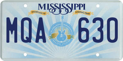 MS license plate MQA630