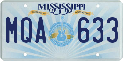 MS license plate MQA633