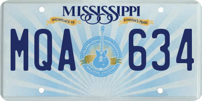 MS license plate MQA634