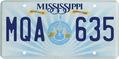 MS license plate MQA635
