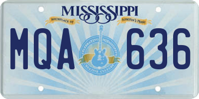 MS license plate MQA636