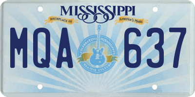 MS license plate MQA637