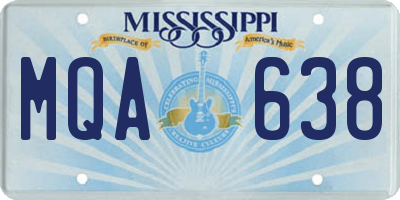 MS license plate MQA638