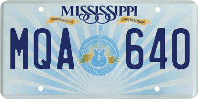 MS license plate MQA640