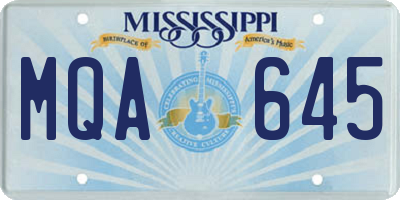 MS license plate MQA645