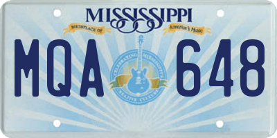 MS license plate MQA648