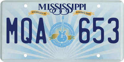 MS license plate MQA653