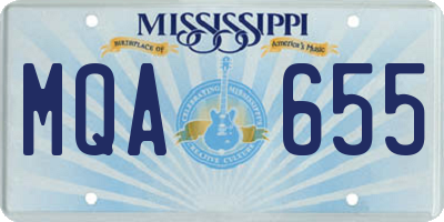 MS license plate MQA655