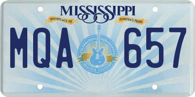 MS license plate MQA657