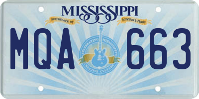 MS license plate MQA663
