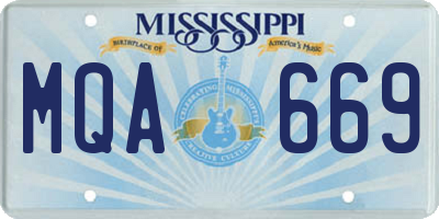 MS license plate MQA669