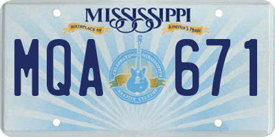 MS license plate MQA671