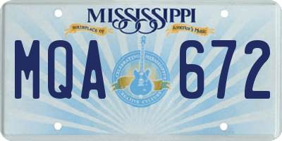 MS license plate MQA672