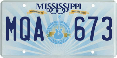 MS license plate MQA673