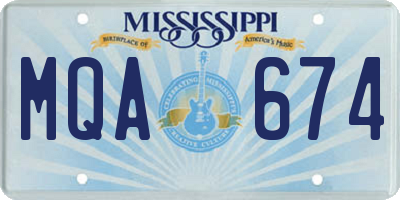 MS license plate MQA674