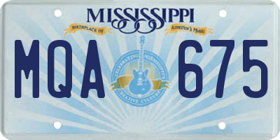 MS license plate MQA675